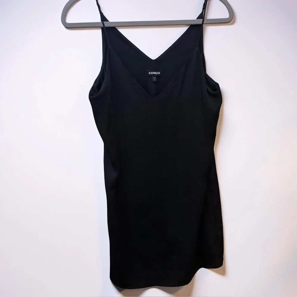 Express Black Sheath Dress Minimalist Simple Chic T Spaghetti Strap Loose Fit - Picture 11 of 11